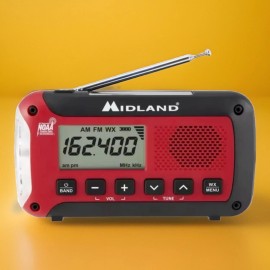 Midland Emergency Alert Weather Radio Portable W/Flashlight, Black Red ER50