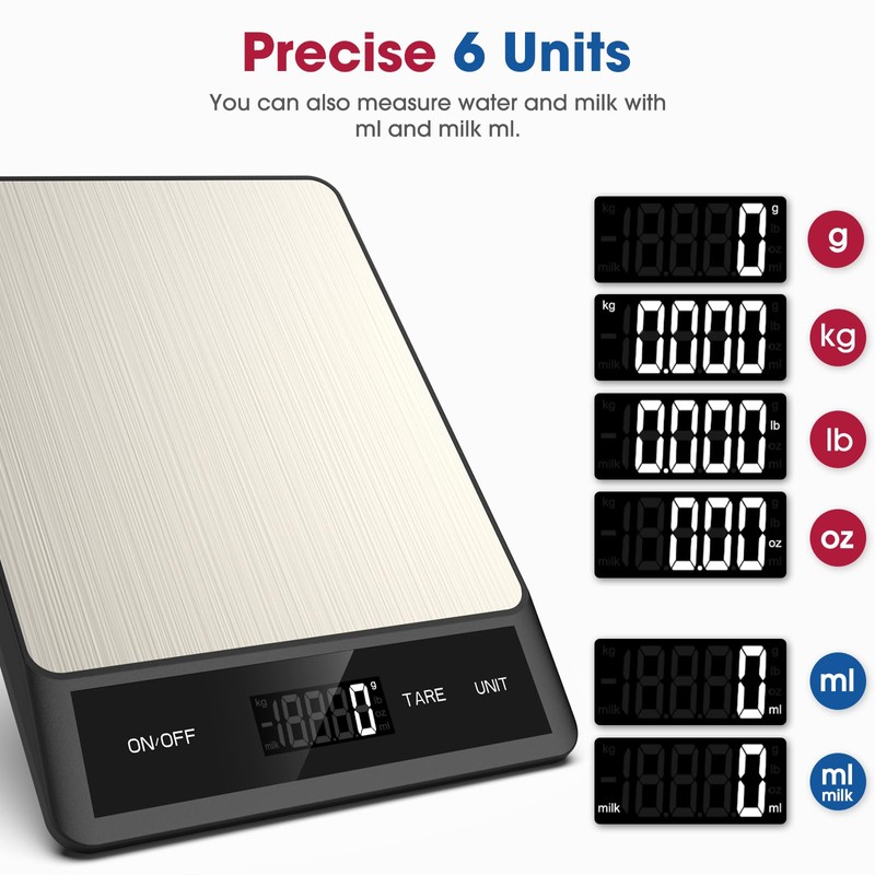 Mik-Nana Food Scale, Digital Kitchen Scale with 6 Units Tare