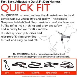 EzyDog Premium Quick Fit Adjustable Premium Dog Harness Vest with Reflective Stitching - Perfect for Training, Walking, and Control - Padded for Comfort (Large, Gray)