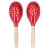 2 Pcs Maracas Red Carved Wooden Sand Ball Percussion Instrument