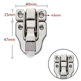 4PCS Antique Toggle Catch Latch Clasp, Wooden Box Latch with Screw,Sliver Decorative Hasp,Jewelry Box Lock Buckle,Hasp Lock Latch,40 * 62MM