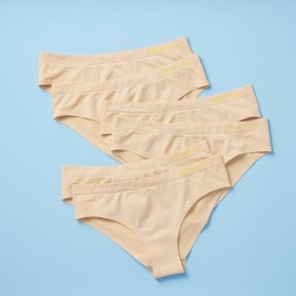 Yellowberry Girls 6pk Quality Seamless Hipster Underwear with Bonded Seam (XS, Beige)