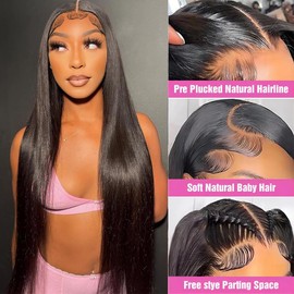 Knosps 13x6 Straight Frontal Wigs Human Hair 180 Density 13x6 HD Lace Front Wigs Human Hair with Baby Hair Straight Glueless Wigs Human Hair Pre Plucked for Women 26 Inch