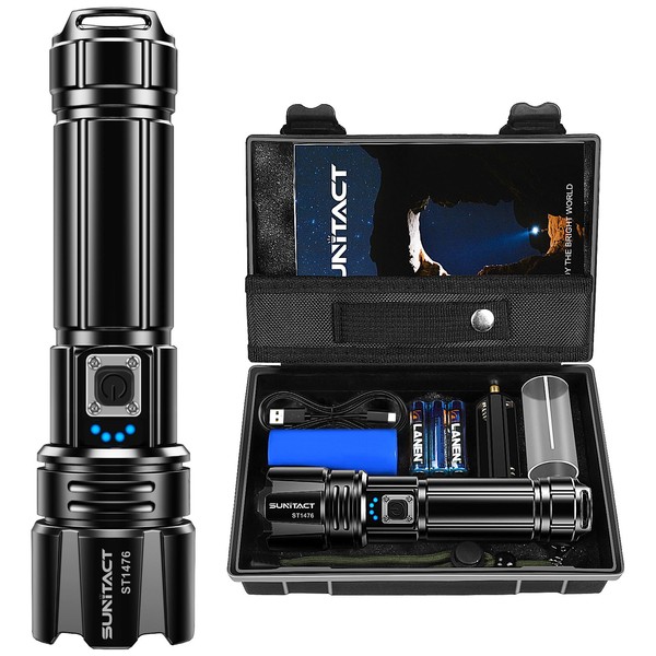 Sunitact Flashlights High Lumens, Rechargeable Flashlight Led 2000 Lumen XHP70.2,