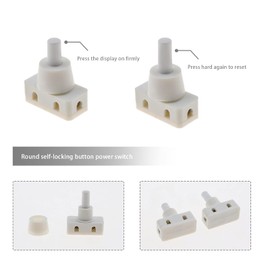 4 x Druckknopfschalter, Ein-/Ausschalter, Druckschalter, Unterputz mit Draht und Schraubkappe, 220 V ~ 60 Hz, 10 A, für Schreibtischlampe, Luftkühler, Kunststoff, Weiß