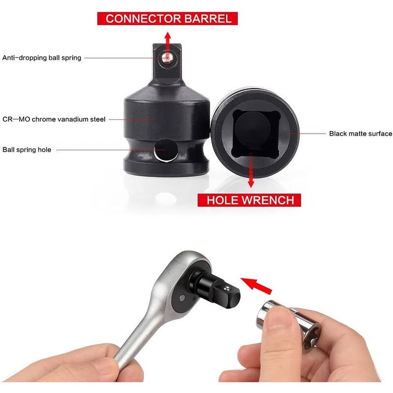 Profiwoab Impact Socket Adapter Set, 6 Pcs Professional Impact Socket