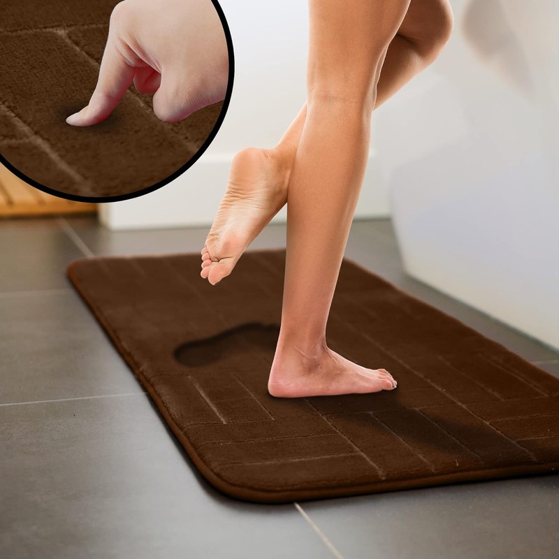 5 Piece Bathroom Rugs Set - Soft Non Slip Memory