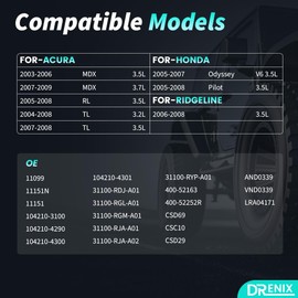 Upgraded High Output Alternator for/Honda Odyssey 2005-2007 Pilot for/Ridgeline 2007 2008 for/Acura MDX RL TL 3.2L 3.5L 3.7L, 130Amp 12V CW 6-Groove Pulley 31100-RDJ-A01