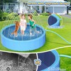 97In Extra Large Anti-Slip Dog Pool with Sprinkler, Sturdy 2-in-1