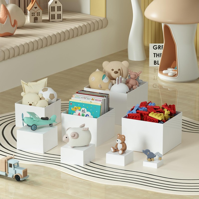 OKBHTS Large 8 Pcs White Acrylic Boxes for Display as