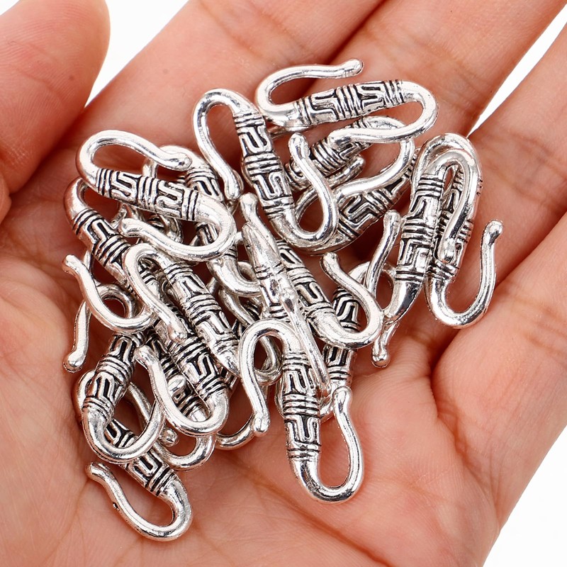 Silver S Shape Hook Clasp COHEALI 20pcs Silver Buckle Bead