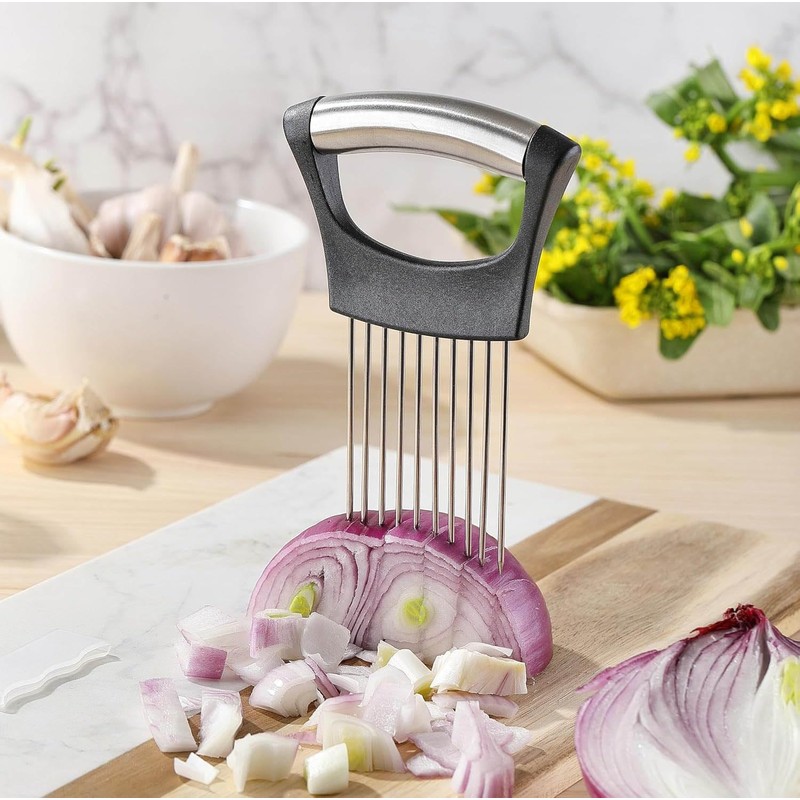 Ptyism 2 Pcs Onion Slicer(with Protective Cover) Onion Holder For丨Vegetable