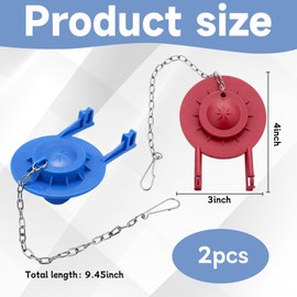 Toilet Flapper 2 Inch Replacement Kit, Universal Toilet Tank Flapper, Stop Ghost Flushing and Water Leaks, Durable Rubber Construction with Stainless Steel Chain, Available in Blue and Red Colors