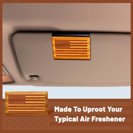 Car Air Freshener, Wood Air Freshener American US Flag Design, Car Odor Eliminator for Visor Clip, Vehicle Scent Diffuser (3Packs Refill/Grove Scent)