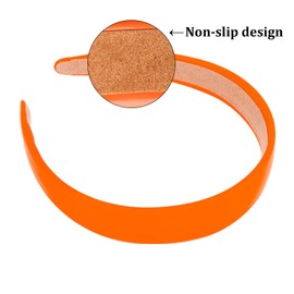 AMCAMI Orange Headband 1 Inch PU Leather Headband Wide Thick Headbands for Women Non-slip Hair Accessories for Women Girls