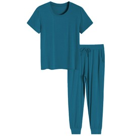 Latuza - Conjunto de pijama pequeño de viscosa para mujer, verde azulado, S Chiquita