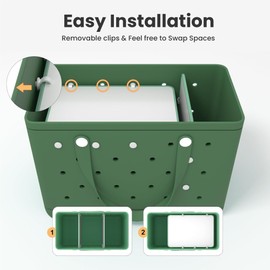 LIBRIZA Portable Divider Tray for Bogg Bag | 2Pack Dividers for X Large Bogg Bag Accessories Inserts | Beach Bag Accessories Divider Tray | Suitable for Bogg Bag Organizer Inserts (Green+white)