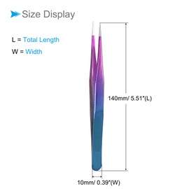 CoCud Stainless Steel Tweezer Straight Tip Anti-static Professional Precision Industrial Tweezers Purple Blue - (Application for Eyebrow Lab Crafts Soldering Electronics)