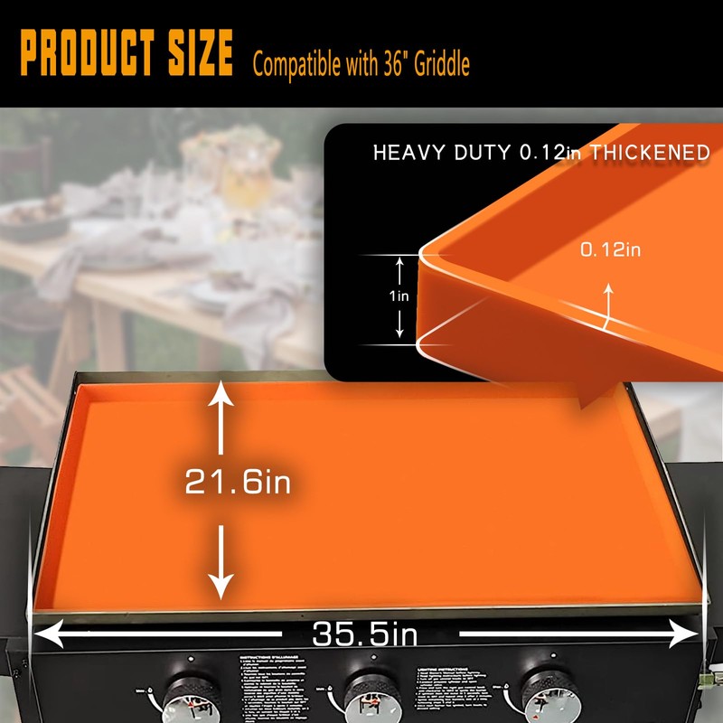 Liodccty Silicone Griddle Mat for 36" Blackstone Grill | 36