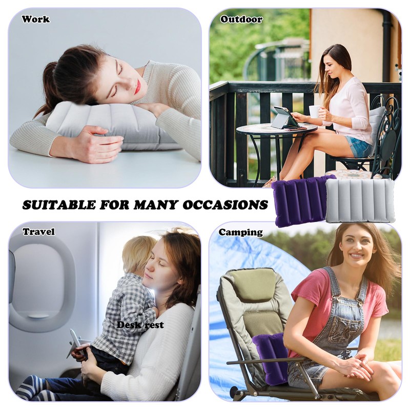 UVVRUR Inflatable Travel Pillow 2 Pack Camping Car Velour Soft