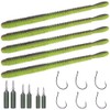 Drop-Shot-Rigs-for-Bass-Fishing-Soft-Plastic-Lures-Worm Fishing Hooks, 4.5 inch Rubber Worms, Wacky Worms, Straight