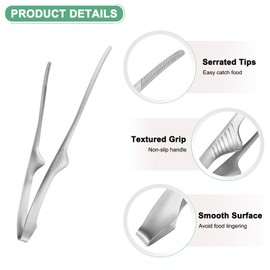 M METERXITY 5 Pcs Korean and Japanese BBQ Tongs 11.2 Inch Barbecue Tongs 430 Stainless Steel Kitchen Self-Standing Grill Non-Slip for Grill/Salad/Camping/Cooking [Silver]