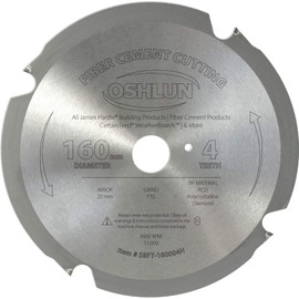Oshlun SBFT-160004H 160mm 4 Tooth FesPro Fiber Cement Cutting FTG Saw Blade with 20mm Arbor for Festool TS 55 EQ, DeWalt DWS520, and Makita SP6000K