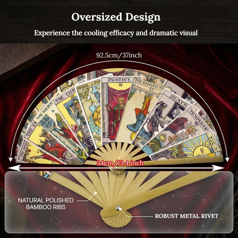 JZLiner Tarot Card Hand Fan Foldable Rave Essentials Giant Fan