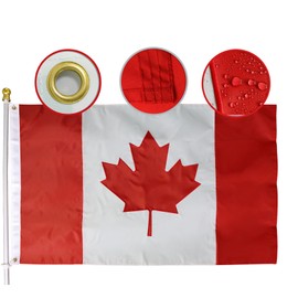 Premium Canada Flag 3x6 Ft large -Embroidered Maple Leaf - Heavy Duty Nylon Canadian Flags Outdoor/Indoor Canada Day Decorations Drapeau