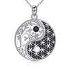 YFN Yin Yang Chain Sterling Silver Tree of Life and Flower of Life Yin Yang Pendant Necklace Yin Yang Jewellery for Women Yin Yang Gifts for Women, Regular, Sterling Silver, No Gemstone
