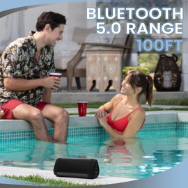 OontZ Ultra Dual Portable Bluetooth Speaker 5.0 2-Pack – IPX7 Waterproof, 14W Enhanced Sound, 20-Hr Battery, 100ft Range, Deep Bass & Clear Audio, Durable for Shower, Pool, or Beach (Black)