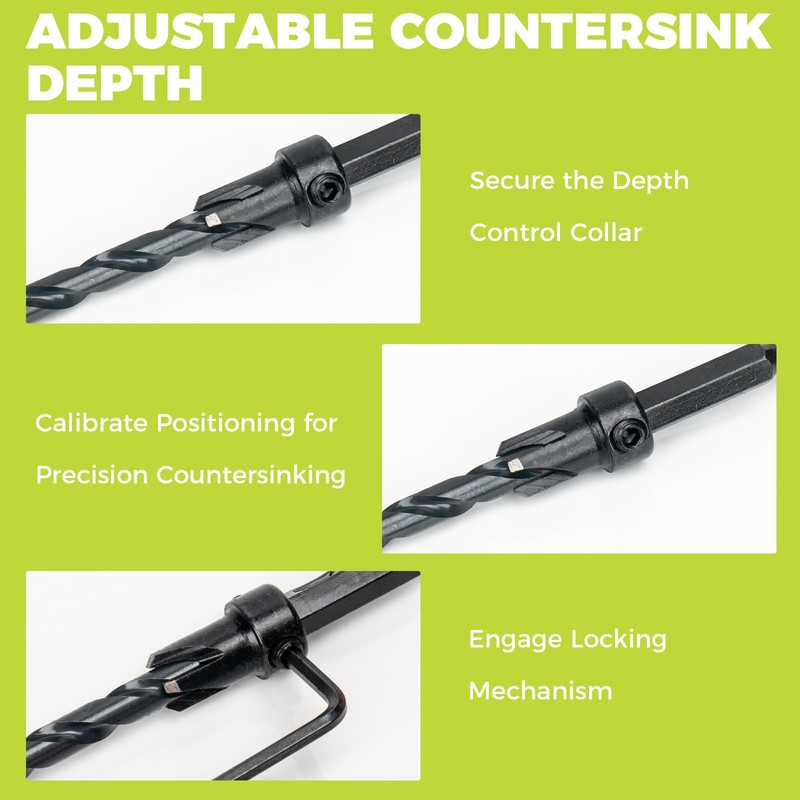 KAKILFOB Countersink Drill Bit Set, 16PCS M2 Cobalt HSS Woodworking