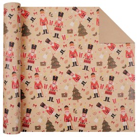 Aimyoo Nutcracker Kraft Christmas Wrapping Paper Jumbo Roll, Vintage Christmas Tree Xmas Gift Wrap Paper 17 in x 60 ft