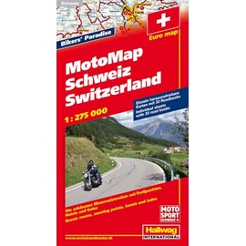 Schweiz MotoMap 1:275 000 Motorradkarte: Einzeln herausnehmbare Karten mit 33 Roadbooks, Die schönsten Motorradstrecken mit Treffpunkten, Hotels und Index (Hallwag MotoMap)
