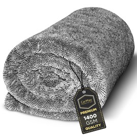 CarMax™ - Giant Twisted Loop Car Drying Towel - Double-Sided XXL - 90cm x 60cm 1400gsm Microfibre Towel for fast streak-free drying and detailing.