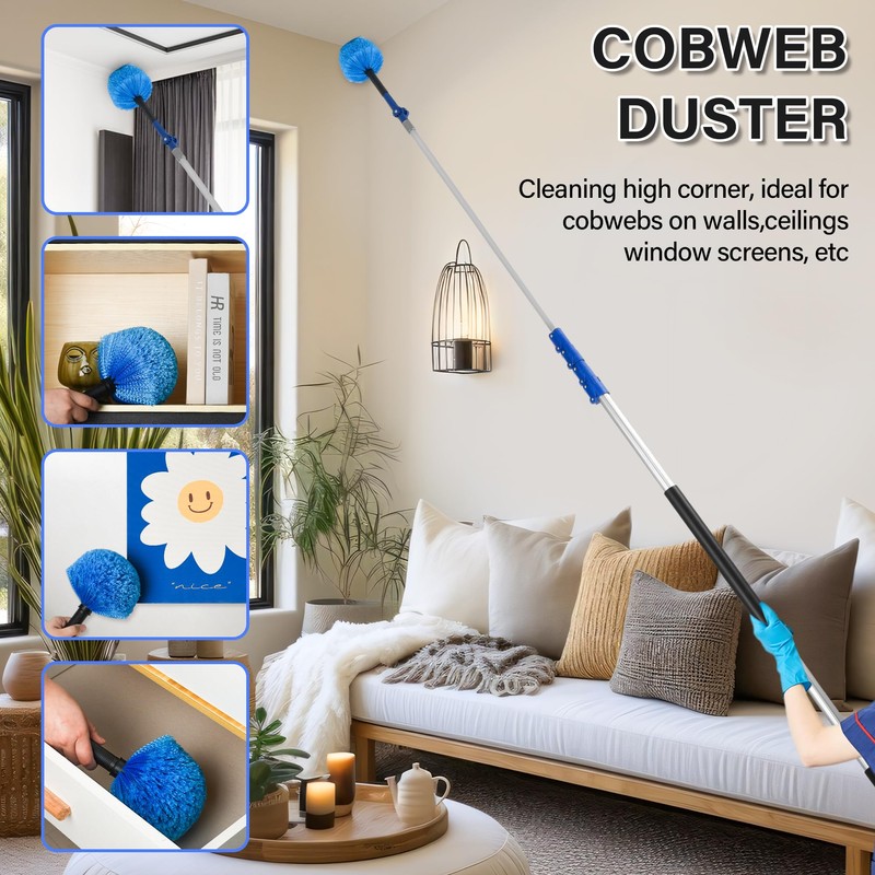 SHINMING High Reach Cleaning Kit with 12FT Telescoping Pole -