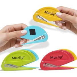 Muclip 8 Pack Letter Opener with Magnetic Stickers - Hidden Stainless Steel Blade,Ergonomic ABS Grip,Fast & Safe Envelope Opener for Letter,Packages,Mail,Office,Home,Mailroom (8 Pack)