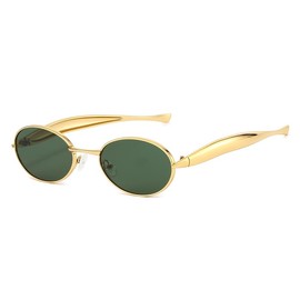 KUKASEN Retro Oval Sunglasses for Women Men - Vintage 90s Y2K Style Small Gold Frame Shades, UV400 Tinted Lens