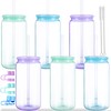 Alohastarttg 16oz Plastic Mason Jars (Clear Blue, Purple, Green)