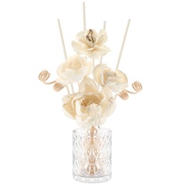 Daifunli 11 Pcs Flower Reed Diffuser Set Include 10 Pcs Diffuser Sticks and 1 Pcs 5oz Empty Design Bottles Fragrance Rice Paper Natural Flower for Home Bedroom Office Bathroom Shelf Decor Gift