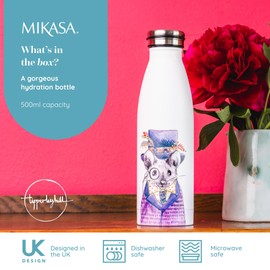Mikasa Tipperleyhill Double-Walled Stainless Steel Bottle, 500 ml Vacuum Insulated Drinks Bottle Keeps Drinks Cold and Hot, BPA-Free Stainless Steel Drinking Bottle with Mouse Print