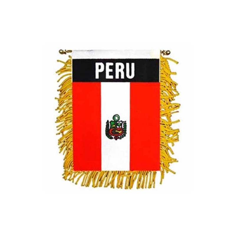 Peru Mini Banner Flag Poly 3In X 5In
