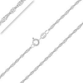 Planetys 925 Sterling Silver Rhodium Finishing Singapore Chain Necklace 1.4 mm Width 24 Inches