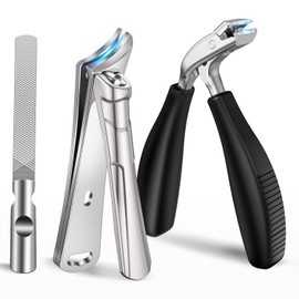 Nailysor Toenail Clippers for Thick Nails for Seniors, Ingrown Nail Clippers for Men Angled Head, Toe Nail Clippers Wide Jaw Opening with Catcher Heavy Duty Non-Slip Handle & Sharp Curved Blade