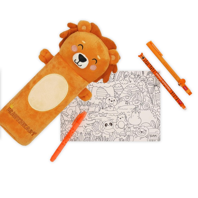 Legami - Super Soft Pencil Case, Lion Theme, Soft Pencil