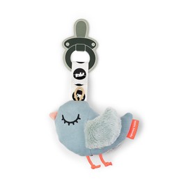 Done by Deer Dummy Holder Birdee Blue - Practical Velcro Fastening and Elastic Loop for Dummy - Cuddly Toy with Dummy Holder - Fabric: 50% Cotton, 50% Polyester