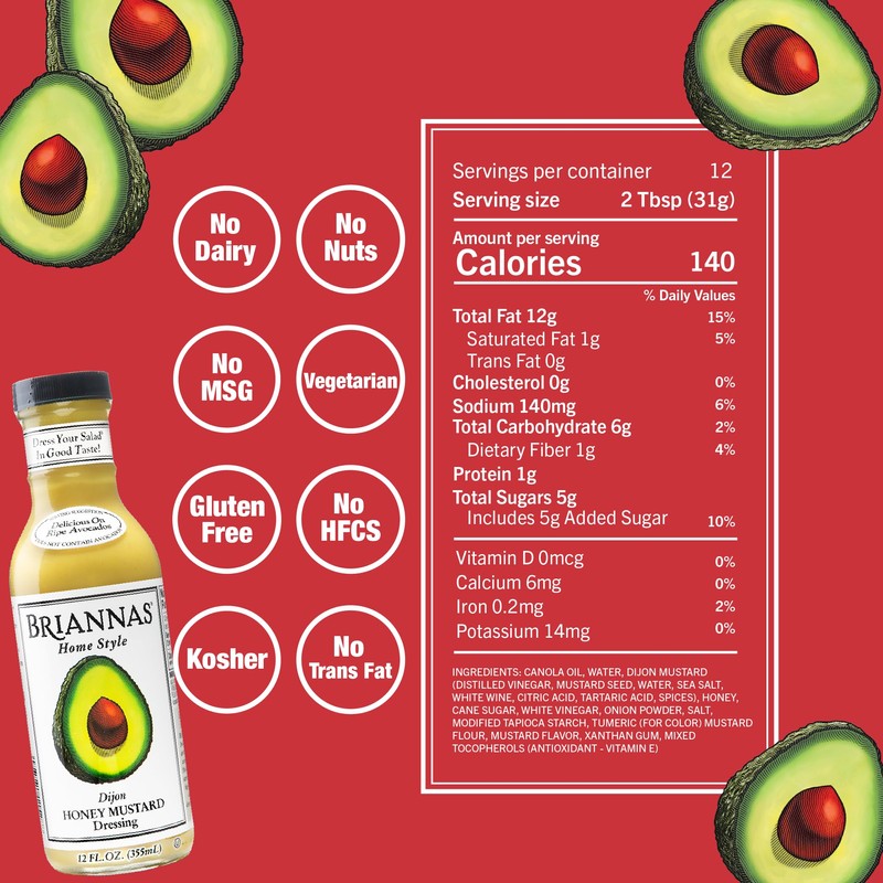 BRIANNAS - Home Style Dijon Honey Mustard - Fine Salad