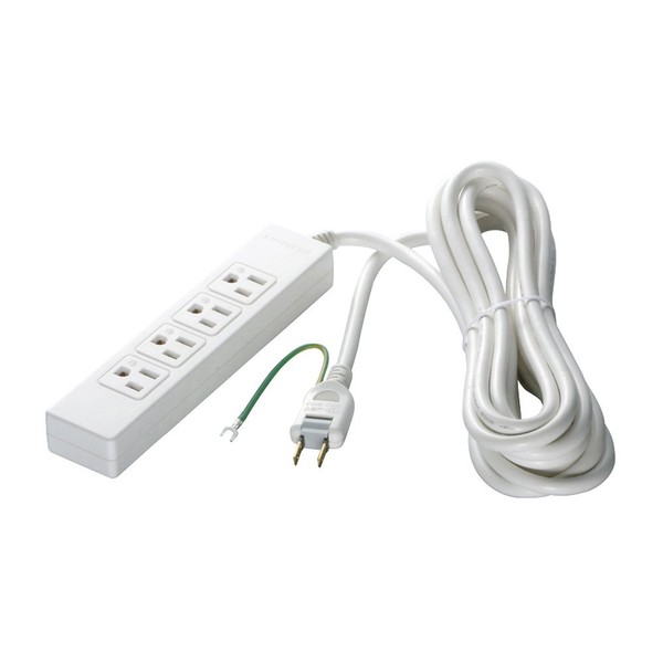 BUFFALO BSTAPST3420WH 3-Pin Power Tap, 4 Count, Standard, 2 Meters, White