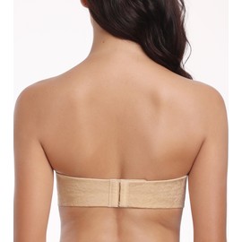 Lemorosy Strapless Bra Women's Anti-Slip Invisible Seamless Wireless Push up Lift Support(Beige Flower,38A)
