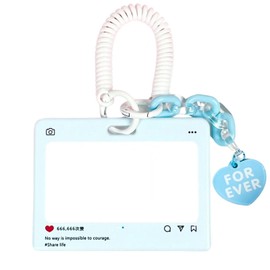 RUNRAYAY Dialog Box Clear Acrylic Kpop Photocard Holder Credit ID Card Protective Case Photo Display Holder Bag Pendant Keychain - Blue